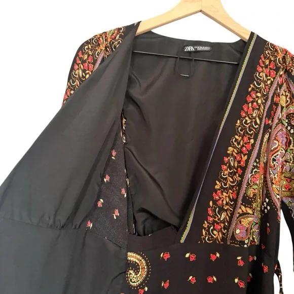 NWT Zara Chic Paisley Wrap Dress - Picture 6 of 13